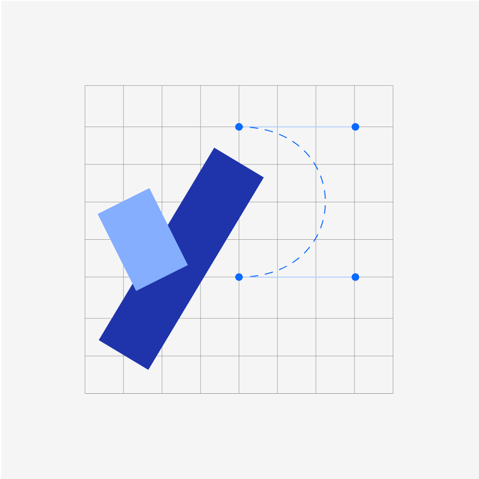 Control points of the curve must be aligned to the grid