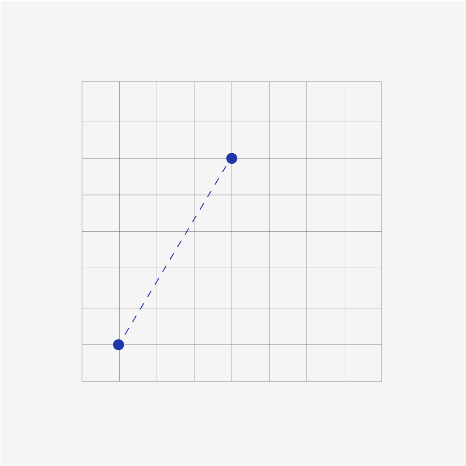 Logo construction starts on an 8x8 grid